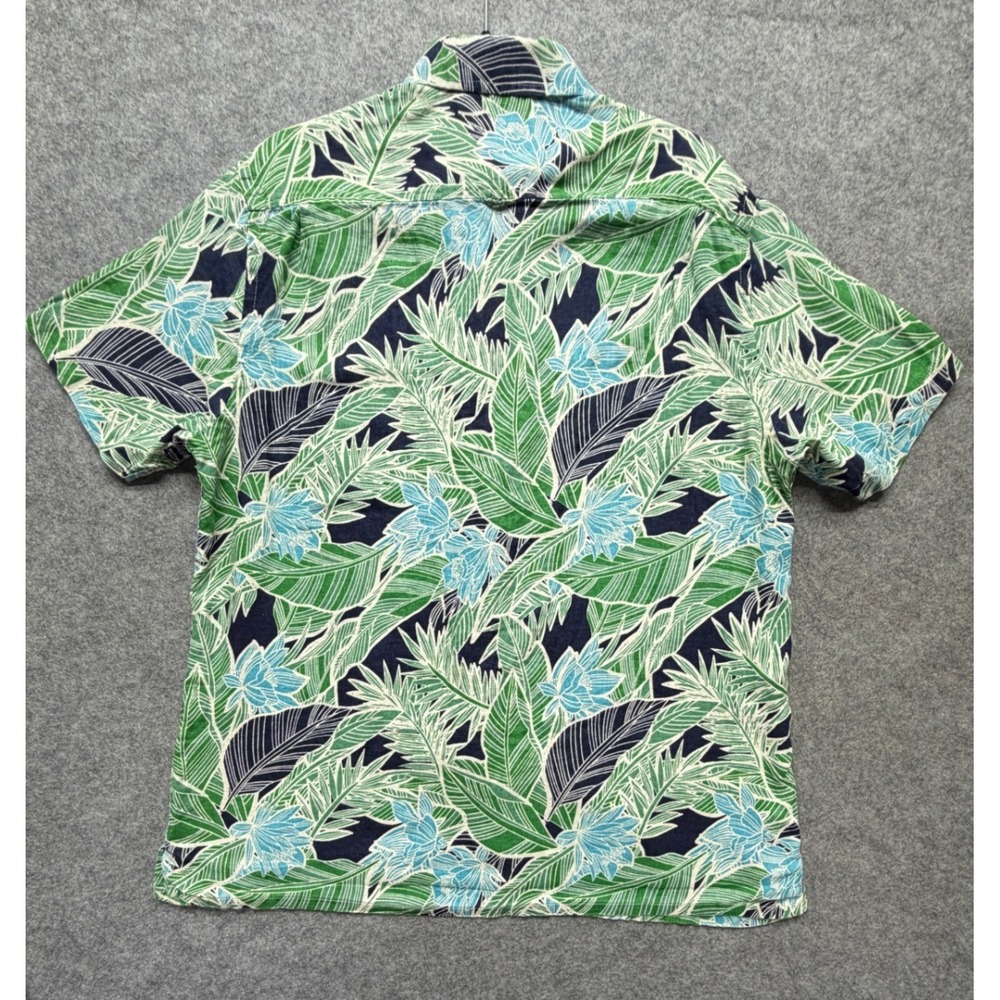 Club Room Luxury Mens Large Green Blue Tropical 100% Linen Button Up Shirt - Picture 9 of 9